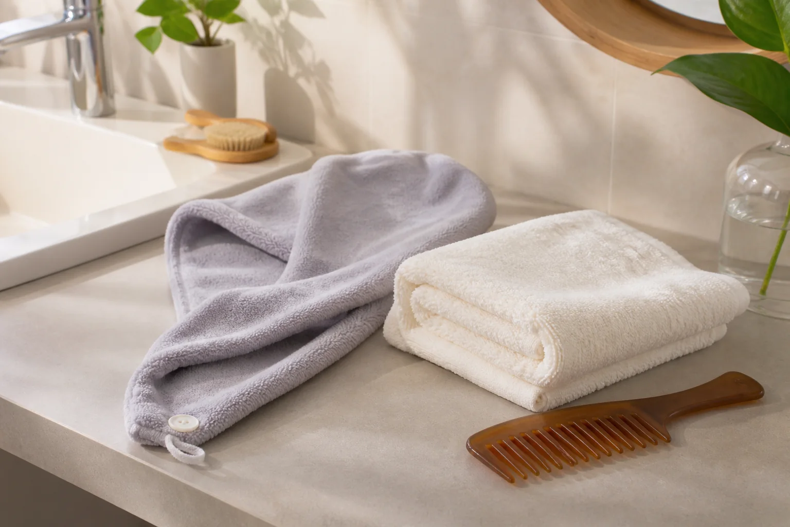 ヘアドライタオルは吸水量だけで選ばない 髪をねじらない長さと留め方を見る