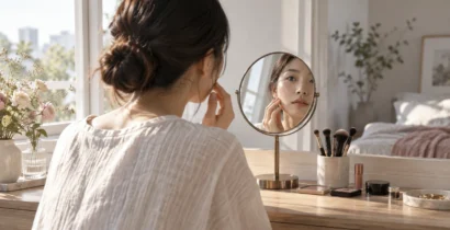 鏡を近づけるほど、メイクの違和感は見つけやすくなるのか？