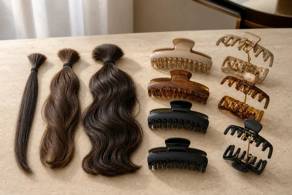 ヘアクリップの開口幅は髪量で決まる　歯の間隔・ばね・重さを合わせる